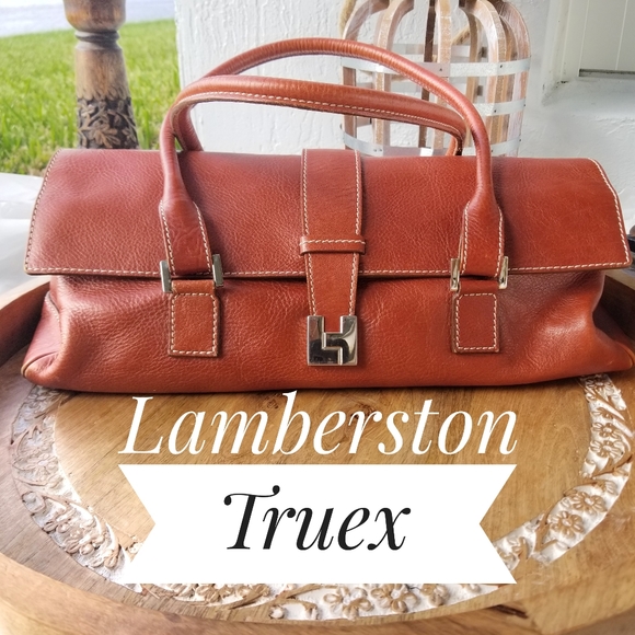 Lamberston Truex camel colored leather shoulder bag - Picture 2 of 15
